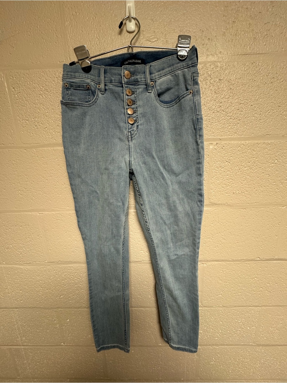 Calvin Klein Jeans High-Rise Light Blue Button-Fly Denim